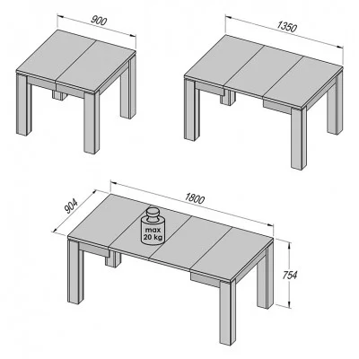 Stół rozkładany TIZIANO EST45-D39