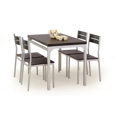 Zestaw stół + 4 krzesła MALCOLM wenge