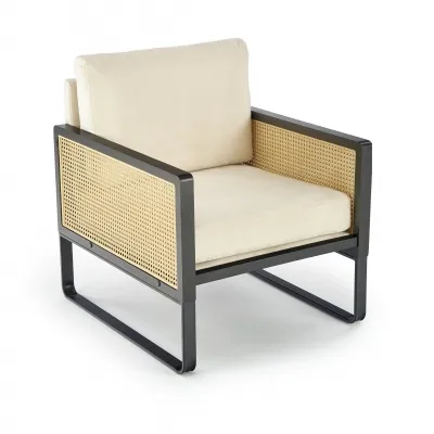 ILARIO fotel wypoczynkowy, czarny / naturalny (1p1szt)